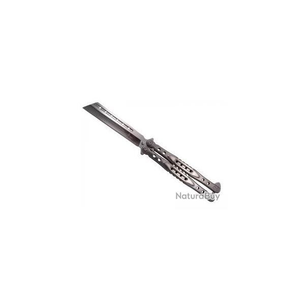 Couteau Third lame  trous acier inox 420, manche  trous 12 cm acier inox. Finition chrome