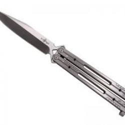 Couteau Third lame acier inox 420, manche à trous 13 cm acier inox usiné en machine CNC