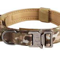 Collier Tactique en Nylon pour Chien - Boucle Métal Ultra Résistante - Outdoor - Taille M/L/XL CP