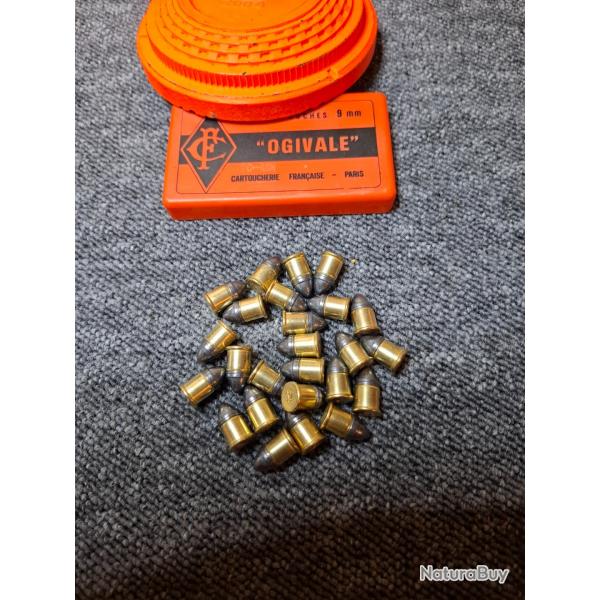 Balle 9mm - OGIVALE - Sachet de 25 Munitions Cartoucherie Franaise Paris
