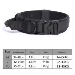 Collier Tactique Réglable + Corde de Traction Ensemble pour Chien Moyen ou Grand Entraînement Noir
