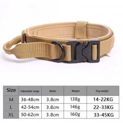 Collier Tactique Réglable + Corde de Traction Ensemble pour Chien Moyen ou Grand Entraînement Beige