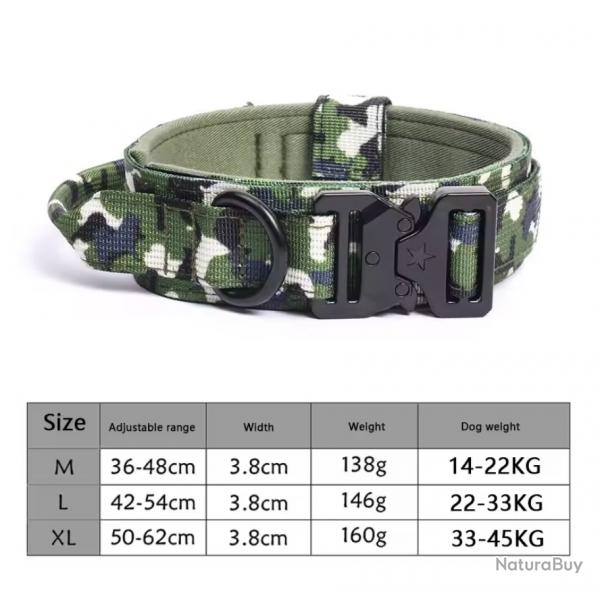 Collier Tactique Rglable + Corde de Traction Ensemble pour Chien Moyen ou Grand Entranement CP