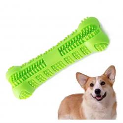 Brosse à Dents en Caoutchouc Souple pour Chien Jouet à Mâcher Nettoyant 360° Vert