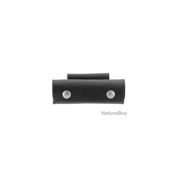 Etui Max Capdebarthes cuir noir, port horizontal, 2 pressions, pour couteaux jusqu' 13 cm de manche