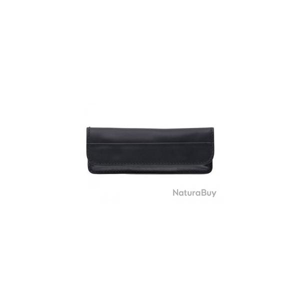 Etui Max Capdebarthes TENDANCE cuir noir, port horizontal, 2 pressions sous rabat, Manche 12/13cm
