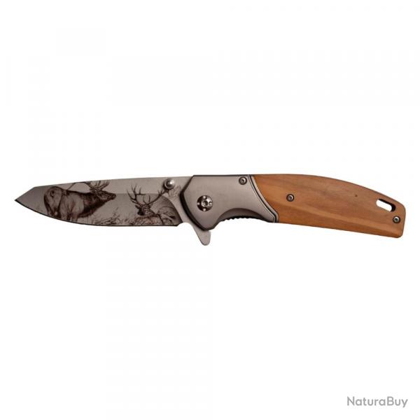 COUTEAU PLIANT LAME CERF +ETUI