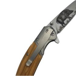 COUTEAU PLIANT LAME SANGLIER + ETUI