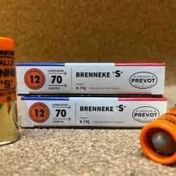 20 BALLES, 2 Boites Prevot à balle Brenneke-S - Cal. 12/70