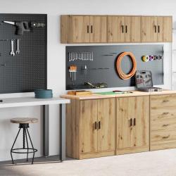 Armoires garage 2 pcs chêne artisanal bois d'ingénierie alsavelo