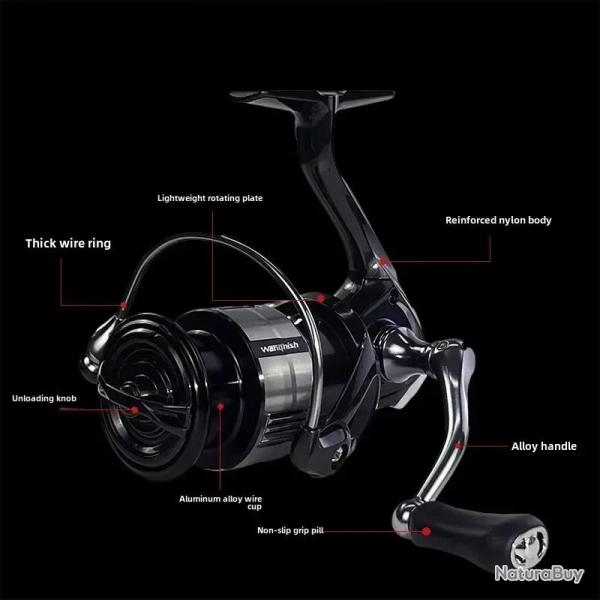 Moulinet de pche lger en mtal, bras CNC 12