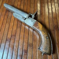 PISTOLET JUXTAPOSÉS GROS CALIBRE A BROCHE NAPOLÉON lll DEFENSE CHASSE  VÉNERIE