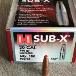 Vends ogives Hornady SUB-X 190 gr cal 308