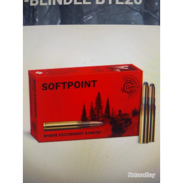 Bote de 20 munitions geco sofpoint 8x57jrs 185grs 12gr