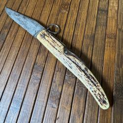 RARE COUTEAU CORNILLON A PLAME PART VÉRITABLE DAMAS 82 A THIERS 1832-1892 FRÀCE XlX éme siècle