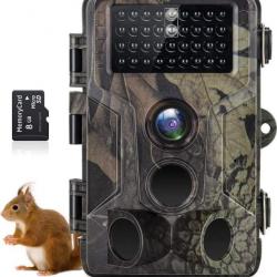 Caméra de Chasse 4K HD Angle 90° 50MP Vision Nocturne 25M Infrarouge Carte 32GB Étanche IP65