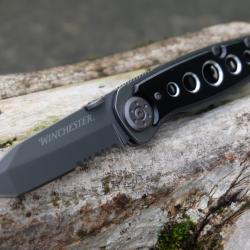 Couteau Backup Winchester Parfive Lame Tanto Acier Inox Liner Lock Manche Acier Clip de Poche