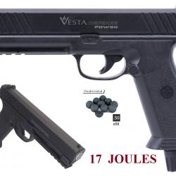 Pistolet VESTA PDW50  semi auto Cal 50 Gen  17 Joules