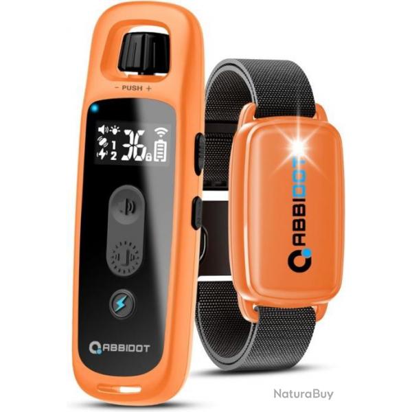 Collier de Dressage Chien Entranement Porte 1000m 5 Modes 36 Niveaux tanche IPX7 Orange