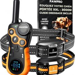 2 Colliers de Dressage Chien Portée de 3000m 4 Modes 124 Niveaux d'Entraînement Étanche IPX7