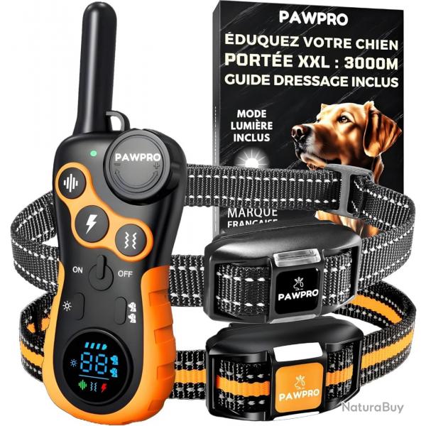 Kit 2 Colliers de Dressage Chien Porte de 3000m 4 Modes 124 Niveaux Rglables tanche IPX7