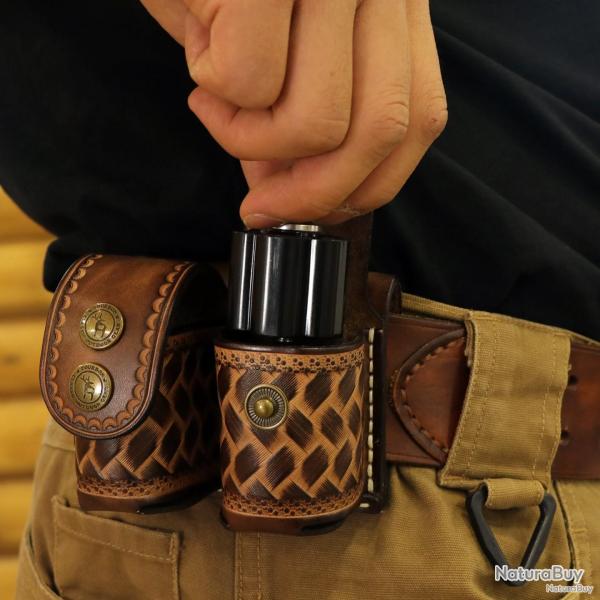Double holster en cuir gaufr pour speedloader - LIVRAISON GRATUITE