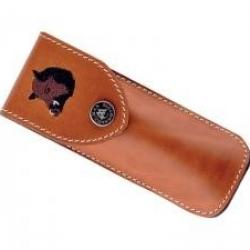 Etui Max Capdebarthes RANDONNEUR cuir fauve port horizontal/vertical avec broderie motif sanglier