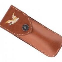Etui Max Capdebarthes RANDONNEUR cuir fauve port horizontal/vertical avec broderie motif canard