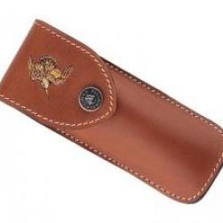 Etui Max Capdebarthes RANDONNEUR cuir fauve port horizontal/vertical avec broderie motif bécasse
