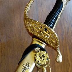Sabre d'officier de la marine nationale.Fabrication HF avec ses bélières et crochet.