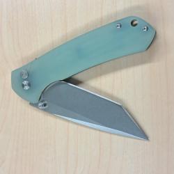 Kesiwo T0033 acier D2 lame Tanto EDC, manche G10 jade
