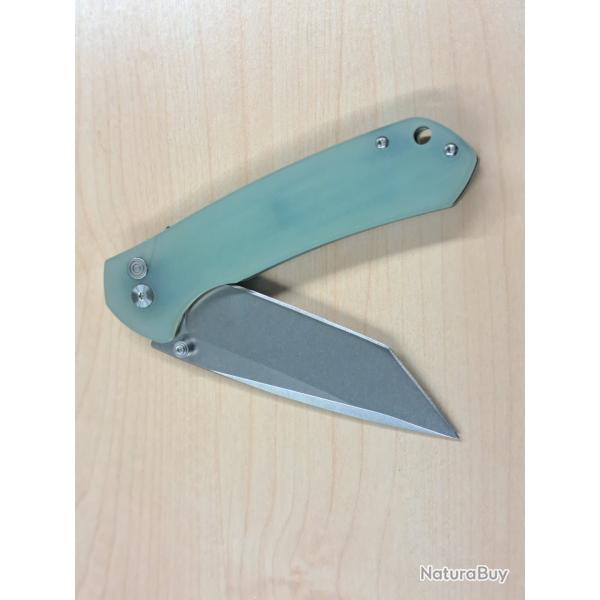 Kesiwo T0033 acier D2 lame Tanto EDC, manche G10 jade