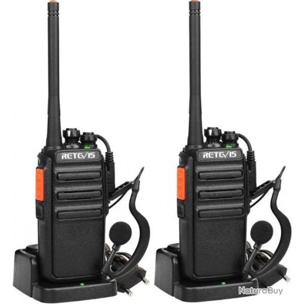 Talkie Walkie 16 Canaux PMR446 Radio sans Licence Charge avec Adaptateur Longue Porte