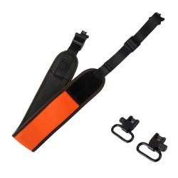 Sangle d'Épaule Rembourrée Étanche pour Fusil Accessoire de Chasse avec 2 Émerillons Réglable Orange