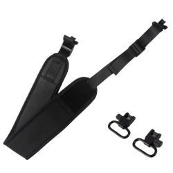Sangle d'Épaule Rembourrée Étanche pour Fusil Accessoire de Chasse avec 2 Émerillons Réglable Noir