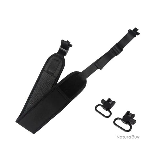 Sangle d'paule Rembourre tanche pour Fusil Accessoire de Chasse avec 2 merillons Rglable Noir