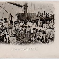 CPA - Marine Militaire - Lavage du pont d'après Bourgain  N°3908