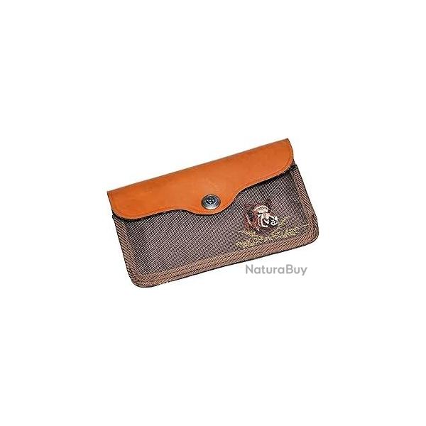 Pochette A Balles Garnier Toile Et Cuir Vachette 10 Balles Brode Sanglier - JANUEL
