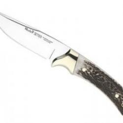 Poignard Muela SETTER lame 11 cm acier inox X50CrMoV15 manche plaquettes cerf véritable +étui cuir