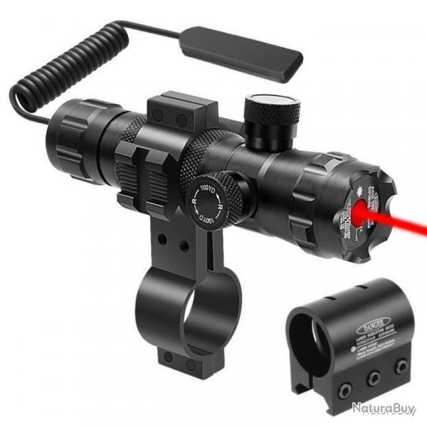 LASER TACTIQUE ROUGE AVEC SWITCH DPORT + 2 MONTAGES (8 ET PICATINNY 20MM)