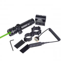 LASER TACTIQUE VERT AVEC SWITCH DÉPORTÉ + 2 MONTAGES (8 ET PICATINNY 20MM)