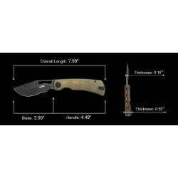 Couteau Kubey Gurkha Lame  Acier 14C28N Manche Ultem Liner Lock KIVT KUB397D