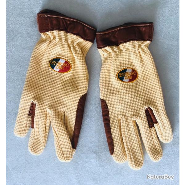 Gants en cuir avec dorsale en coton. Mixte, pour quitation, golf, chasse, conduite. Taille 7