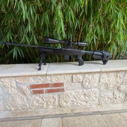 Carabine ISSC SPA 22 ATS cal.22lr + lunette RTI 8-32x56 + bipied + cache flamme + mallette