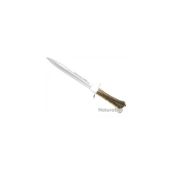 Poignard Muela ALCARAZ lame 26 cm acier inox X50CrMoV15 manche cerf avec dpart d'pois +tui