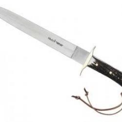 Dague Muela BOWIE lame double tranchant 26 cm acier inox X50CrMoV15 manche bois de cerf +étui