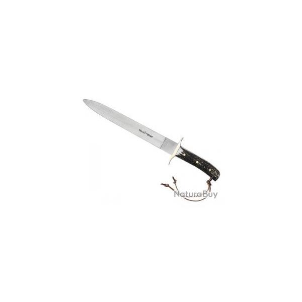 Dague Muela BOWIE lame double tranchant 26 cm acier inox X50CrMoV15 manche bois de cerf +tui