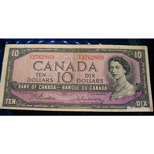 0CANADA billet de 10 dollars de 1954 Ottawa Elizabeth II