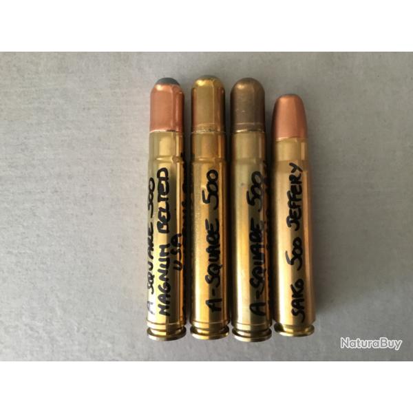Superbe lot de munitions en 500 , dont 1 rare...