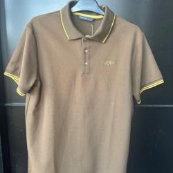polo blaser taille M marron logo et col jaune neuf , destockage chasse enchere